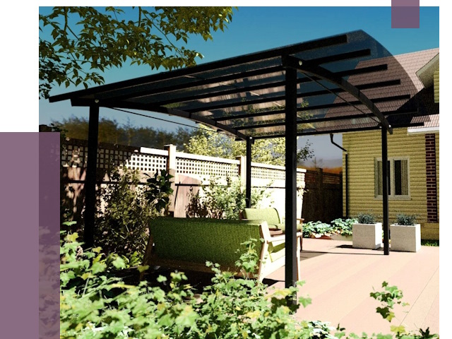 Навесы для террасы в Верхнем Уфалее от 13048 руб. под ключ | ПРОЛЁТ-Врф