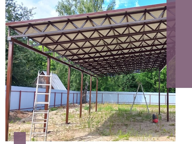 Односкатные навесы под ключ в Верхнем Уфалее — изготовление и монтаж