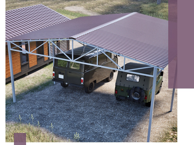 Двускатные навесы под ключ в Верхнем Уфалее — изготовление и монтаж